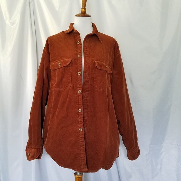 Vintage Other - Vintage Rust Red Brown Corduroy Button Up Shacket